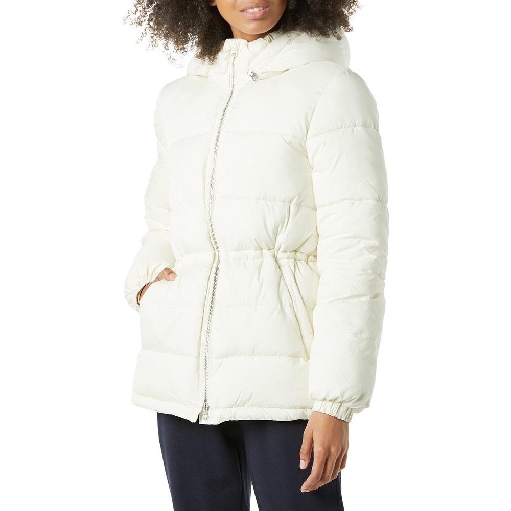 Essentials‎ Women's XL Heavyweight Quilted Hooded Puffer Winter Jacket Ivory